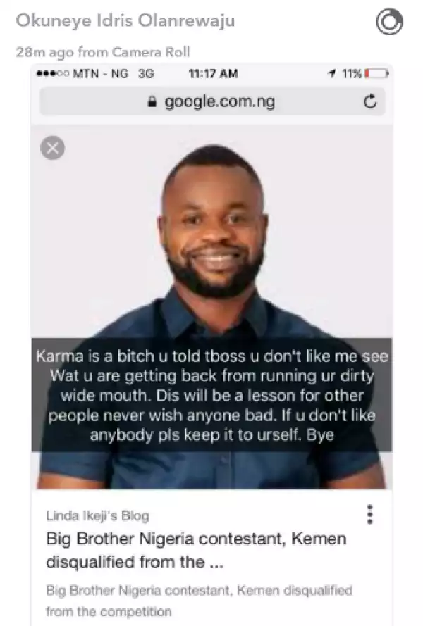 " Karma Is A B*tch ": Bobriskyy Calls Out BBNaija Evicted Housemate, Kemen